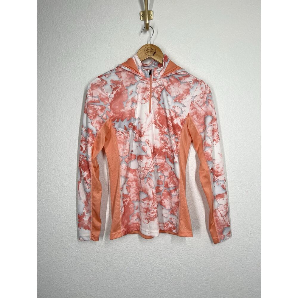 HUK Icon X Mossy Oak Camo Long Sleeve Hoodie Fishing Zip Pullover Women’s Small